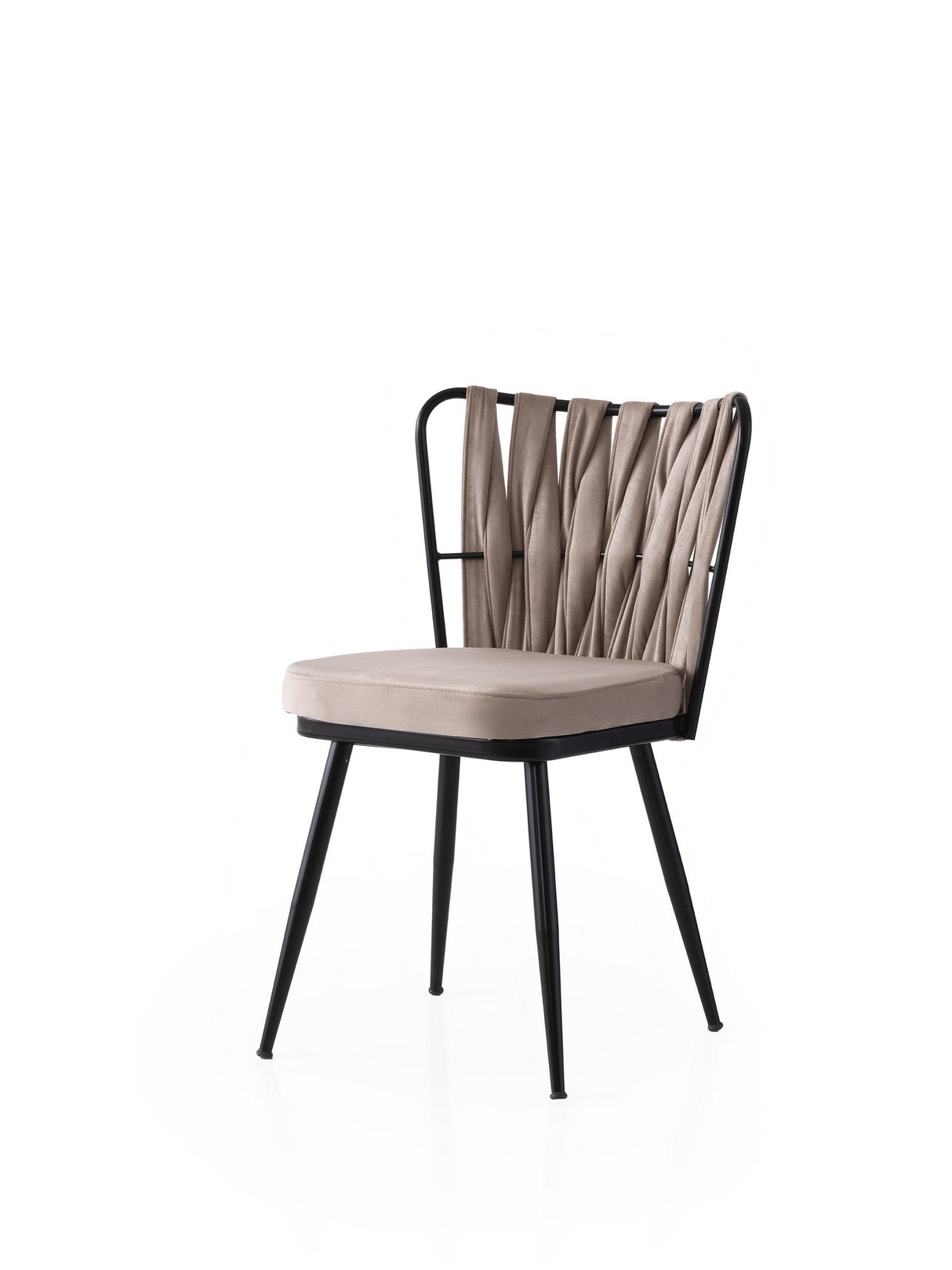 Set 2 scaune Kuşaklı - 222 V2, Negru - Mink, 43x43x82 cm