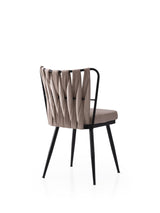 Set 2 scaune Kuşaklı - 222 V2, Negru - Mink, 43x43x82 cm