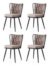 Set 4 scaune Kuşaklı - 222 V4, Negru - Mink, 43x43x82 cm
