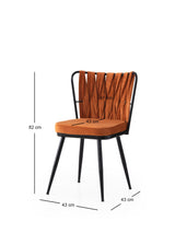 Set 2 scaune Kuşaklı - 224 V2, Negru - Portocaliu, 43x43x82 cm