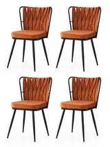 Set 4 scaune Kuşaklı - 224 V4, Negru - Portocaliu, 43x43x82 cm