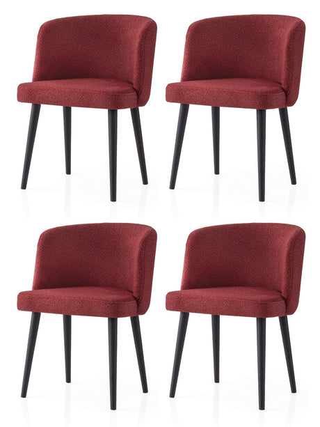 Set 4 scaune Soft - 4109 V4, Negru - Roșu, 57x57x81 cm