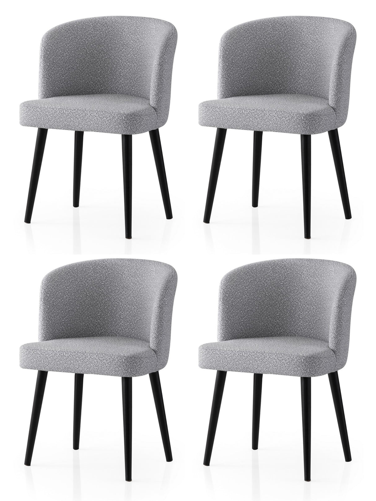 Set 4 scaune Soft - 4115 V4, Negru - Gri deschis, 57x57x81 cm