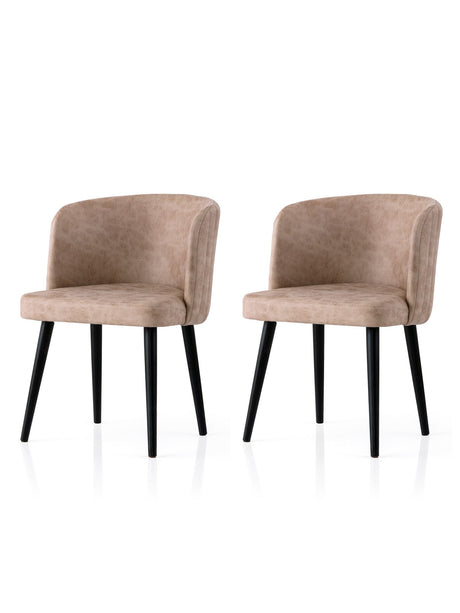 Set 2 scaune Zen - 4201 V2, Negru - Bej, 57x57x81 cm