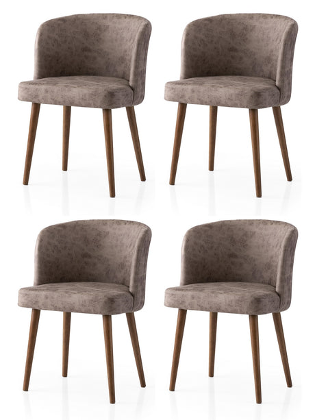 Set 4 scaune Zen - 4236 V4, Nuc - Mink, 57x57x81 cm