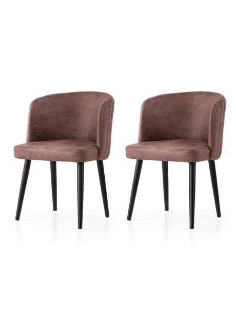Set 2 scaune Zen - 4207 V2, Negru - Maro, 57x57x81 cm