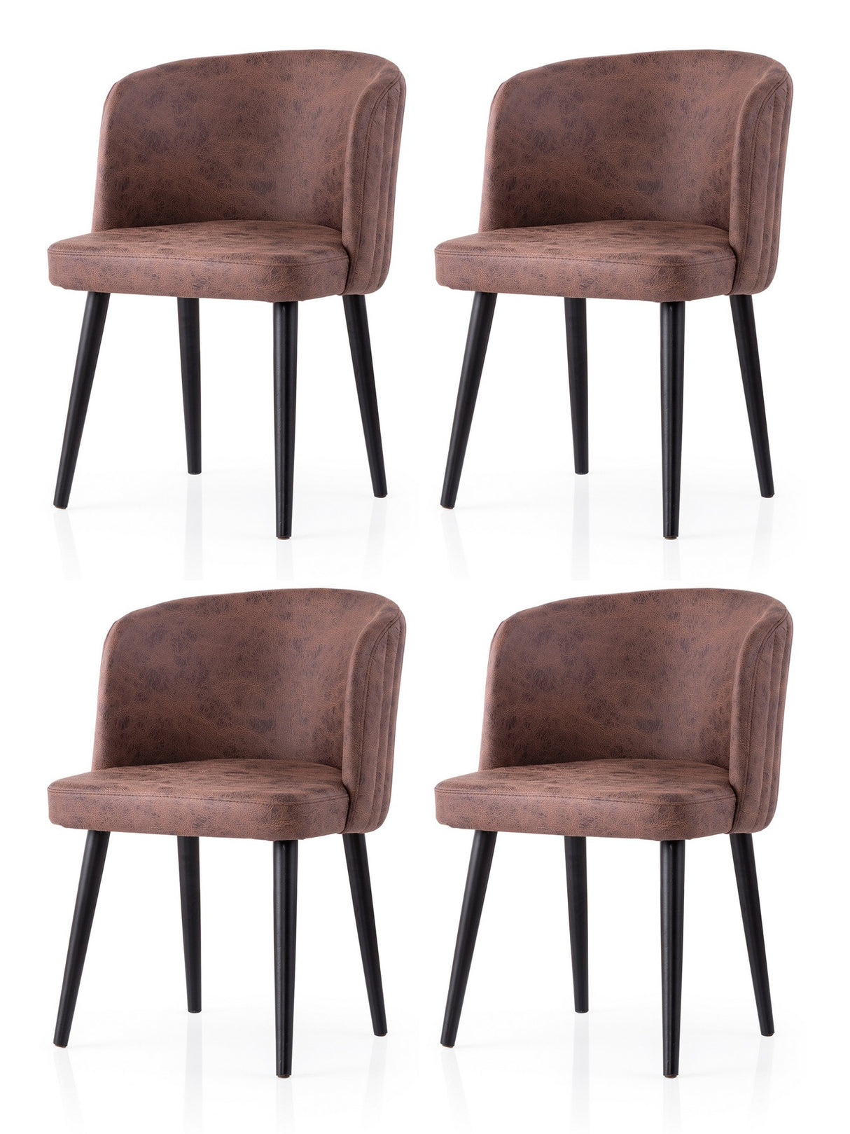 Set 4 scaune Zen - 4207 V4, Negru - Maro, 57x57x81 cm