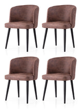Set 4 scaune Zen - 4207 V4, Negru - Maro, 57x57x81 cm