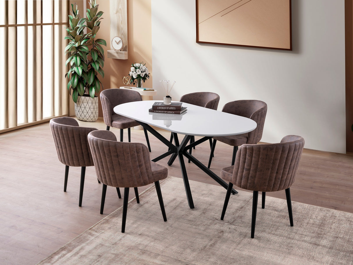 Masă dining Aura - 3011, Moca deschis, 180x90x79 cm