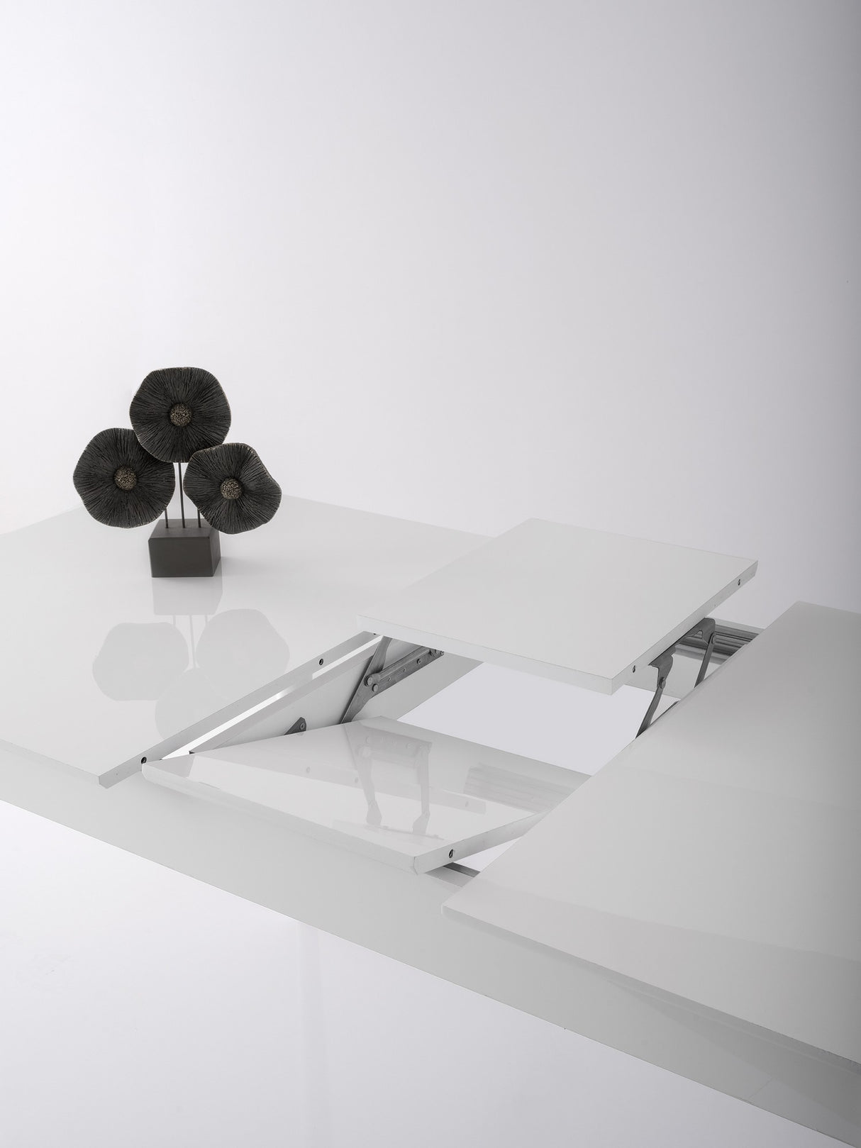 Masă dining extensibilă Lotus - 1124, Alb, 130x80x75 cm