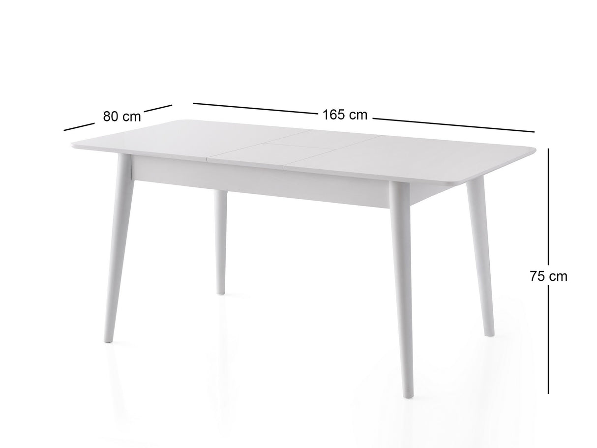 Masă dining extensibilă Lotus - 1124, Alb, 130x80x75 cm