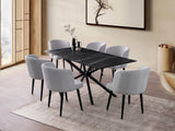 Masă dining Nox - 3002, Black marble, 180x90x79 cm