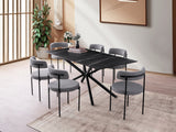 Masă dining Nox - 3002, Black marble, 180x90x79 cm