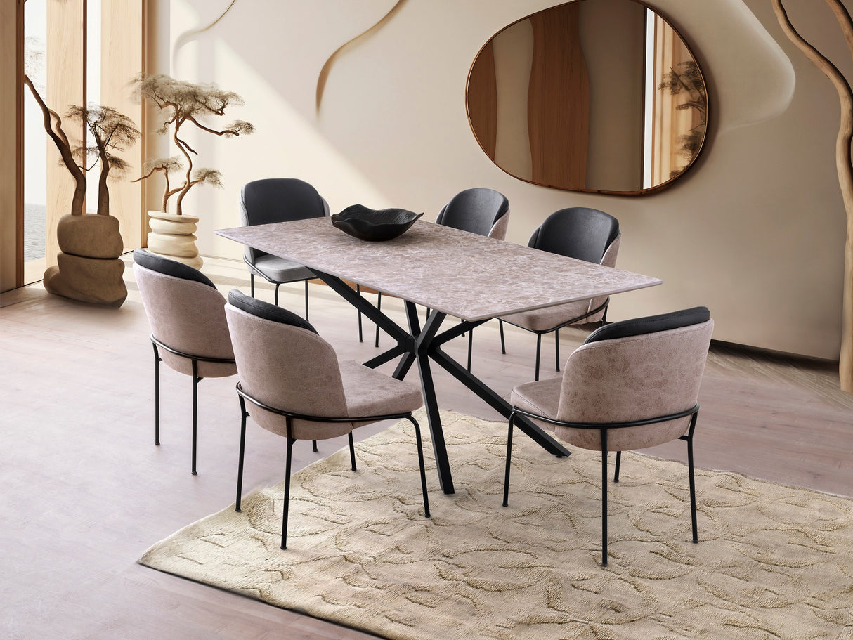 Masă dining Nox - 3003, Grey stone, 180x90x79 cm