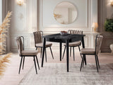Masă dining extensibilă Totem - 3041, Black marble, 80x80x75 cm