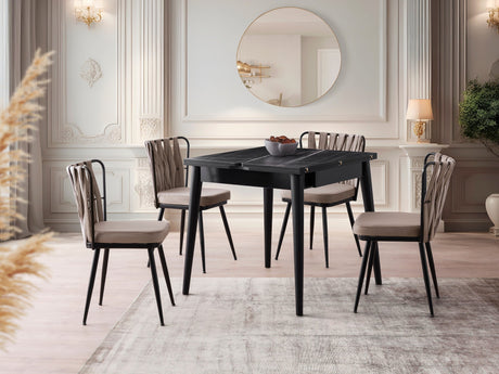 Masă dining extensibilă Totem - 3041, Black marble, 80x80x75 cm