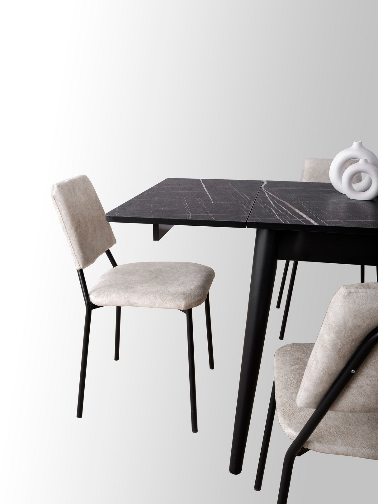 Masă dining extensibilă Totem - 3041, Black marble, 80x80x75 cm