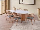 Masă dining Lıne - 933, Alb - Nuc, 200x100x77 cm