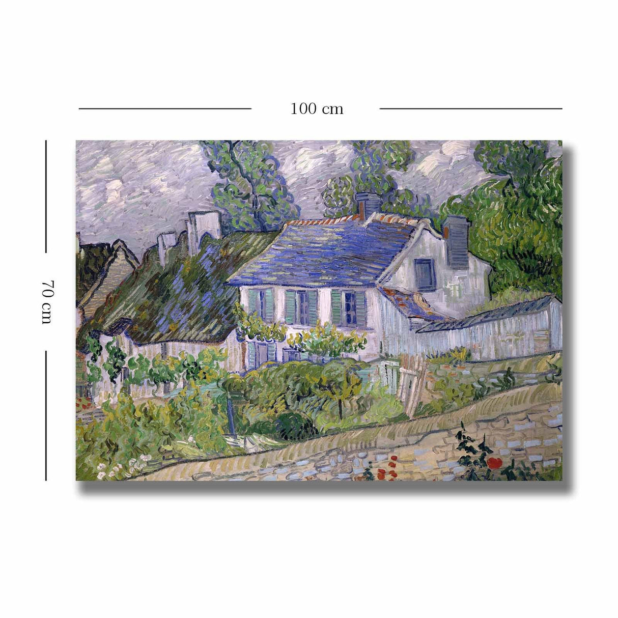 Tablou Canvas Casa, Albastru - Verde, 100 x 70 cm