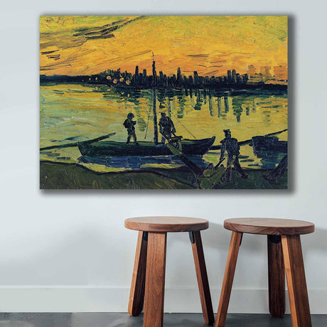 Tablou Canvas Pescari, Multicolor, 100 x 70 cm