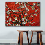 Tablou Canvas Flori Albe, Rosu, 100 x 70 cm
