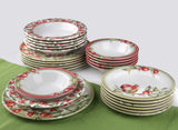 Serviciu de masă 24 bucăți PRS 532, Roșu - Alb - Verde, 25x25x2 cm