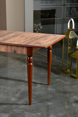 Masă cu scaune 5 bucăți Oscar Wooden, Nuc - Crem, 47x45x92 cm