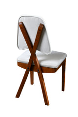 Set 2 scaune Pera v2, Nuc - Crem, 47x45x92 cm