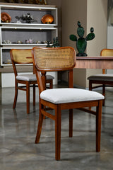 Set 2 scaune Morocco v2, Nuc - Crem, 44x44x88 cm