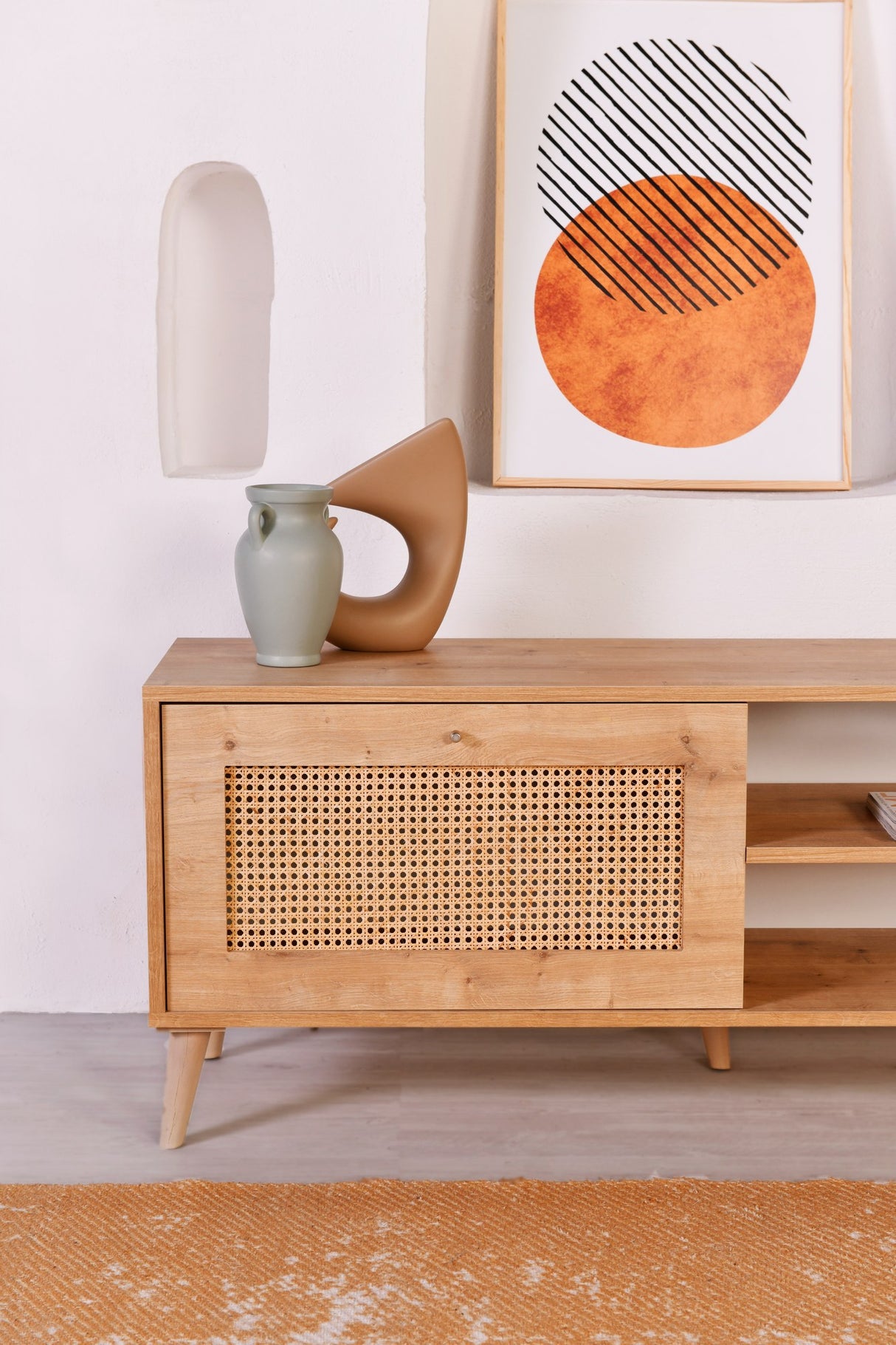 Comodă TV Hazeran 140, Stejar, 138x41x15 cm
