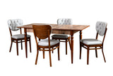 Masă cu scaune 5 bucăți Oscar Wooden, Nuc - Crem, 47x45x92 cm