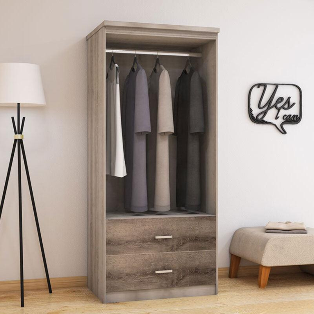 Dulap Olympus Cu 2 Usi Si Sertare, Natural - Negru,  81x57x183 cm - Natural