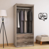 Dulap Olympus Cu 2 Usi Si Sertare, Natural - Negru,  81x57x183 cm - Natural
