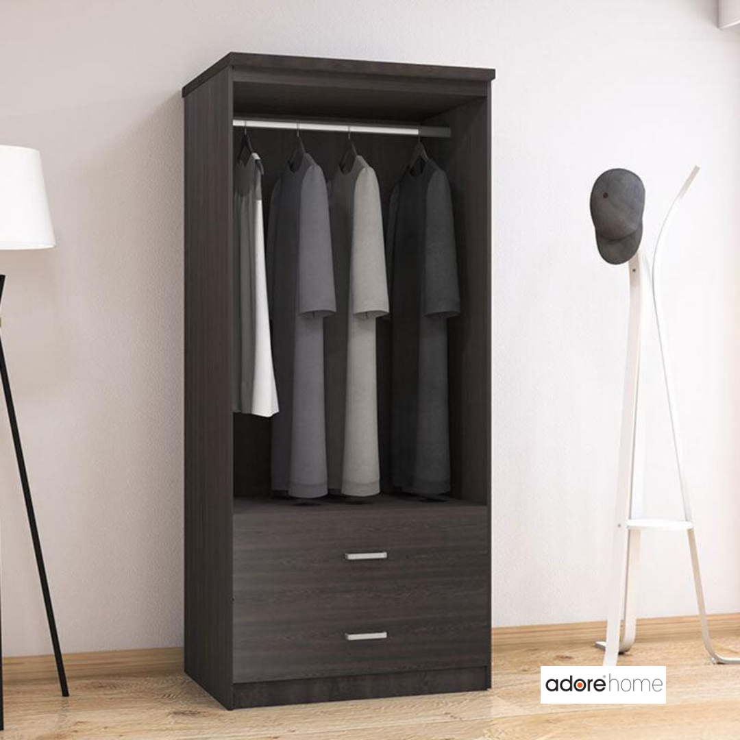 Dulap Olympus Cu 2 Usi Si Sertare, Natural - Negru,  81x57x183 cm - Negru