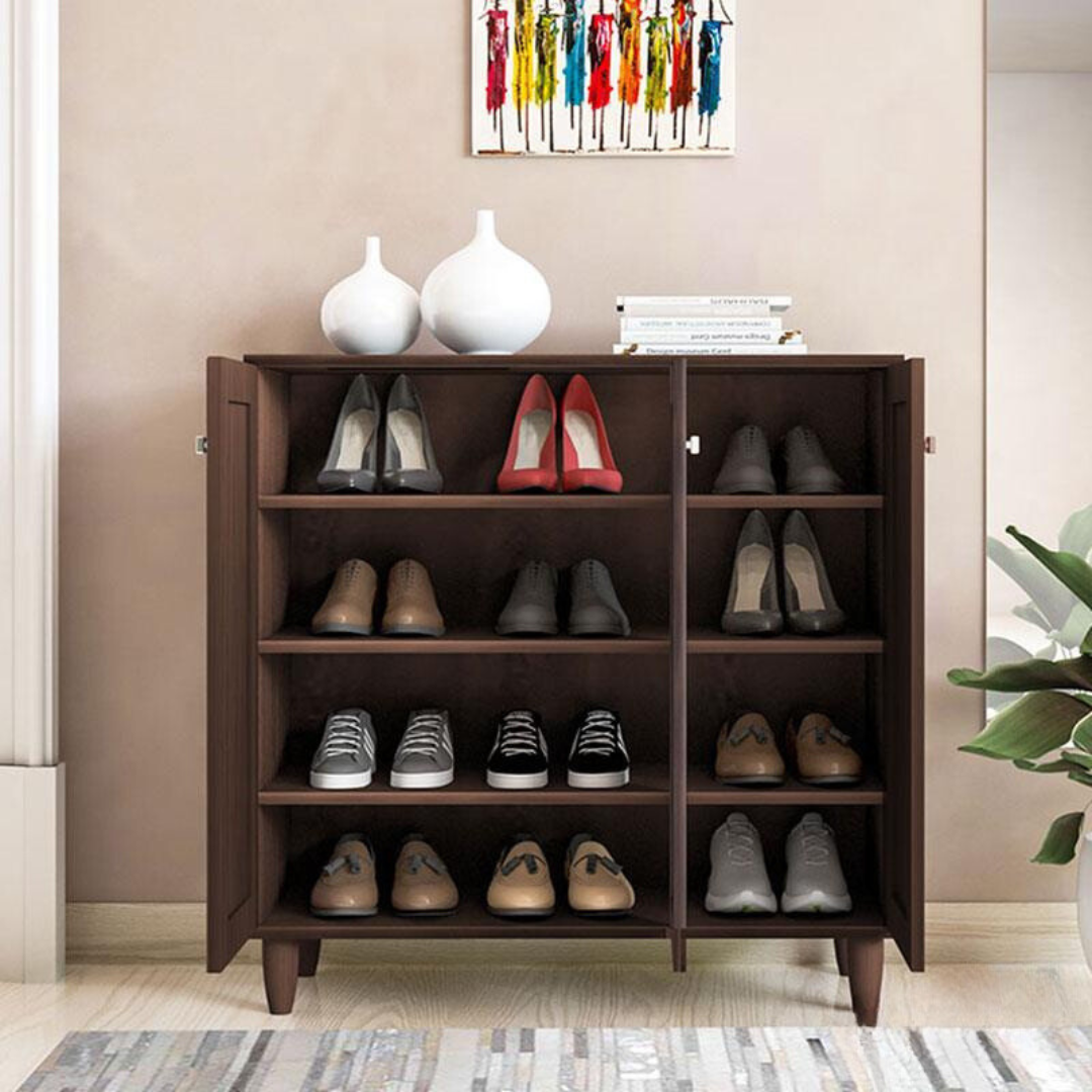 Dulap de pantofi SANTΟ, 16-20 perechi, Diverse culori, 89x34x91 cm - Nuc