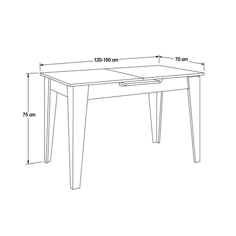 Masă de sufragerie MMS-706-FF-1 Home Collection®, Design Modern, Extensibilă, 120–150 cm, 120x70x75 cm