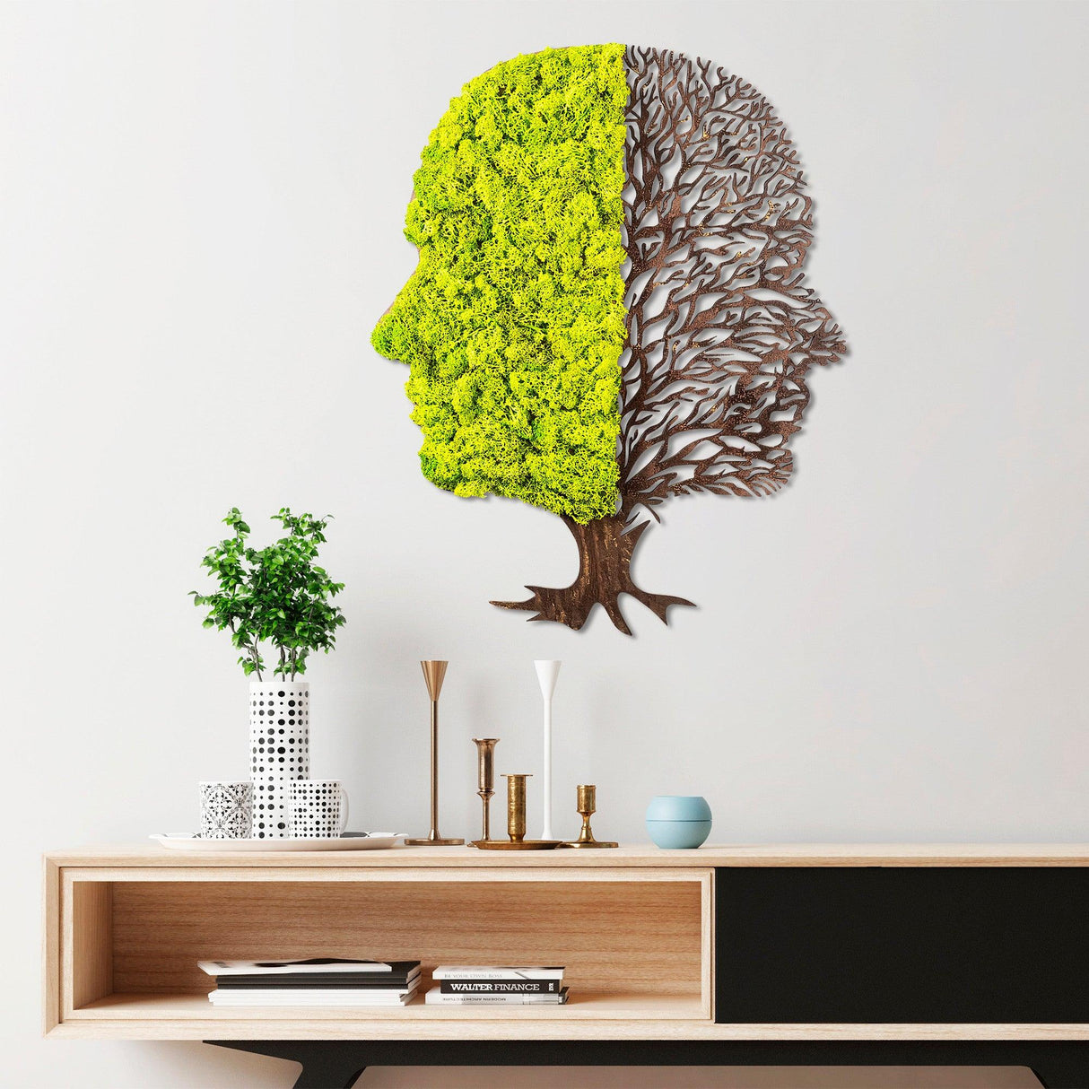 Accesoriu decorativ de perete Green And Dry, Verde, 56x45 cm