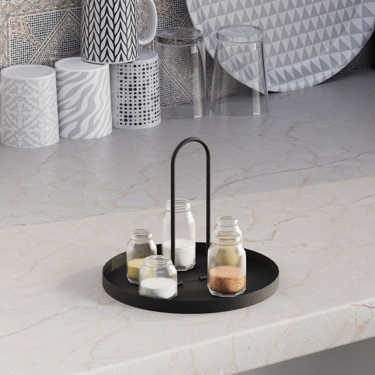 Accesoriu metalic decorativ Simi, Negru, 21x18 cm