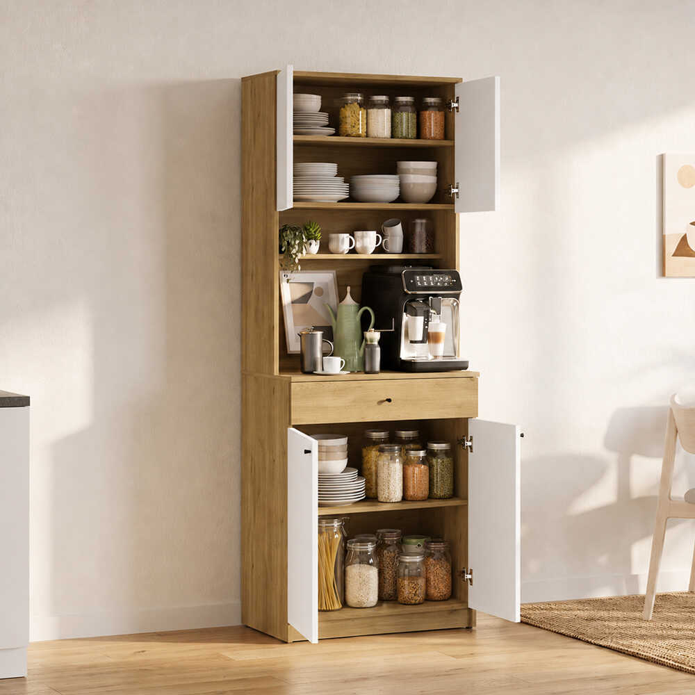 Dulap multifuncțional ADR-841-FB-2 Home Collection® Lungo, 4 uși și 1 sertar, Stejar-Alb, 72x195x45 cm