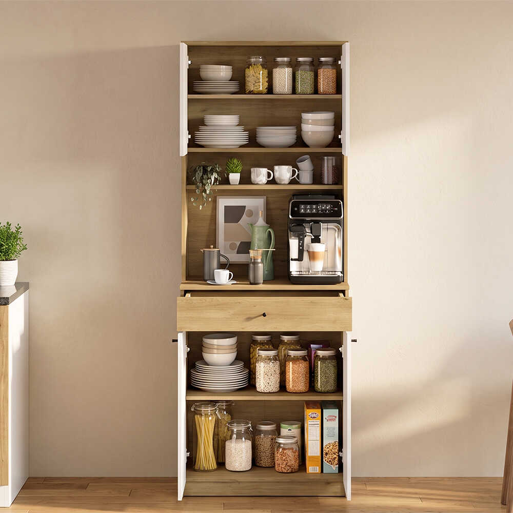 Dulap multifuncțional ADR-841-FB-2 Home Collection® Lungo, 4 uși și 1 sertar, Stejar-Alb, 72x195x45 cm