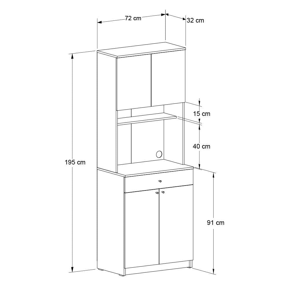 Dulap multifuncțional ADR-841-FB-2 Home Collection® Lungo, 4 uși și 1 sertar, Stejar-Alb, 72x195x45 cm