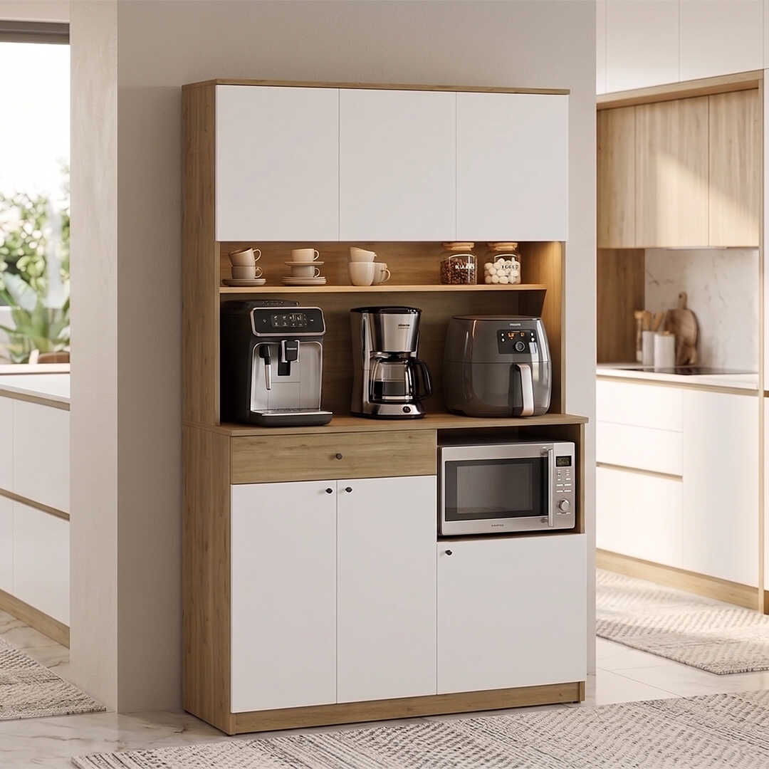 Dulap multifuncțional ADR-861-FB-2 Home Collection® Lungo, 6 uși și 1 sertar, Stejar-Alb, 120x195x45 cm