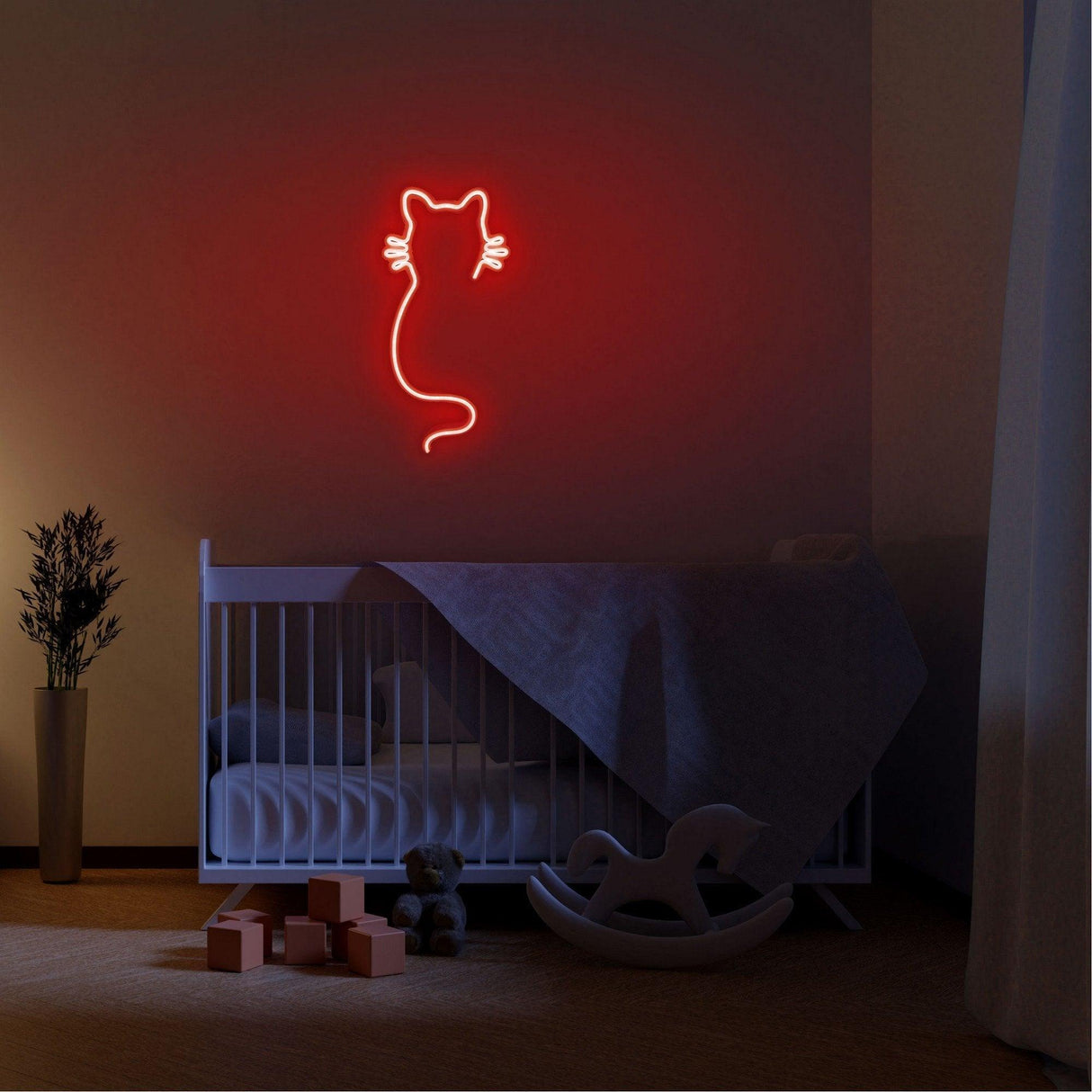 Aplica de Perete Neon Cat, 22x48 cm - Rosu