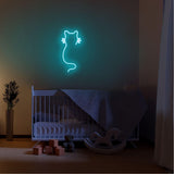 Aplica de Perete Neon Cat, 22x48 cm - Albastru