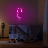 Aplica de Perete Neon Cat, 22x48 cm - Roz