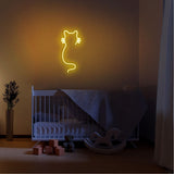 Aplica de Perete Neon Cat, 22x48 cm - Galben