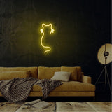 Aplica de Perete Neon Cat, 22x48 cm - Galben