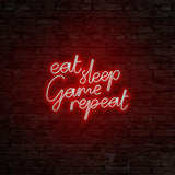 Aplica de Perete Neon eat sleep game repeat, 51x40 cm - Rosu