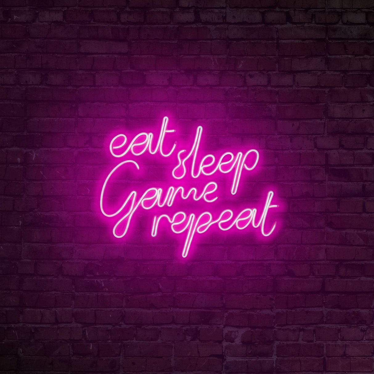 Aplica de Perete Neon eat sleep game repeat, 51x40 cm - Roz