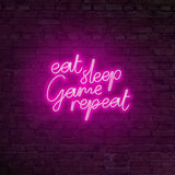 Aplica de Perete Neon eat sleep game repeat, 51x40 cm - Roz